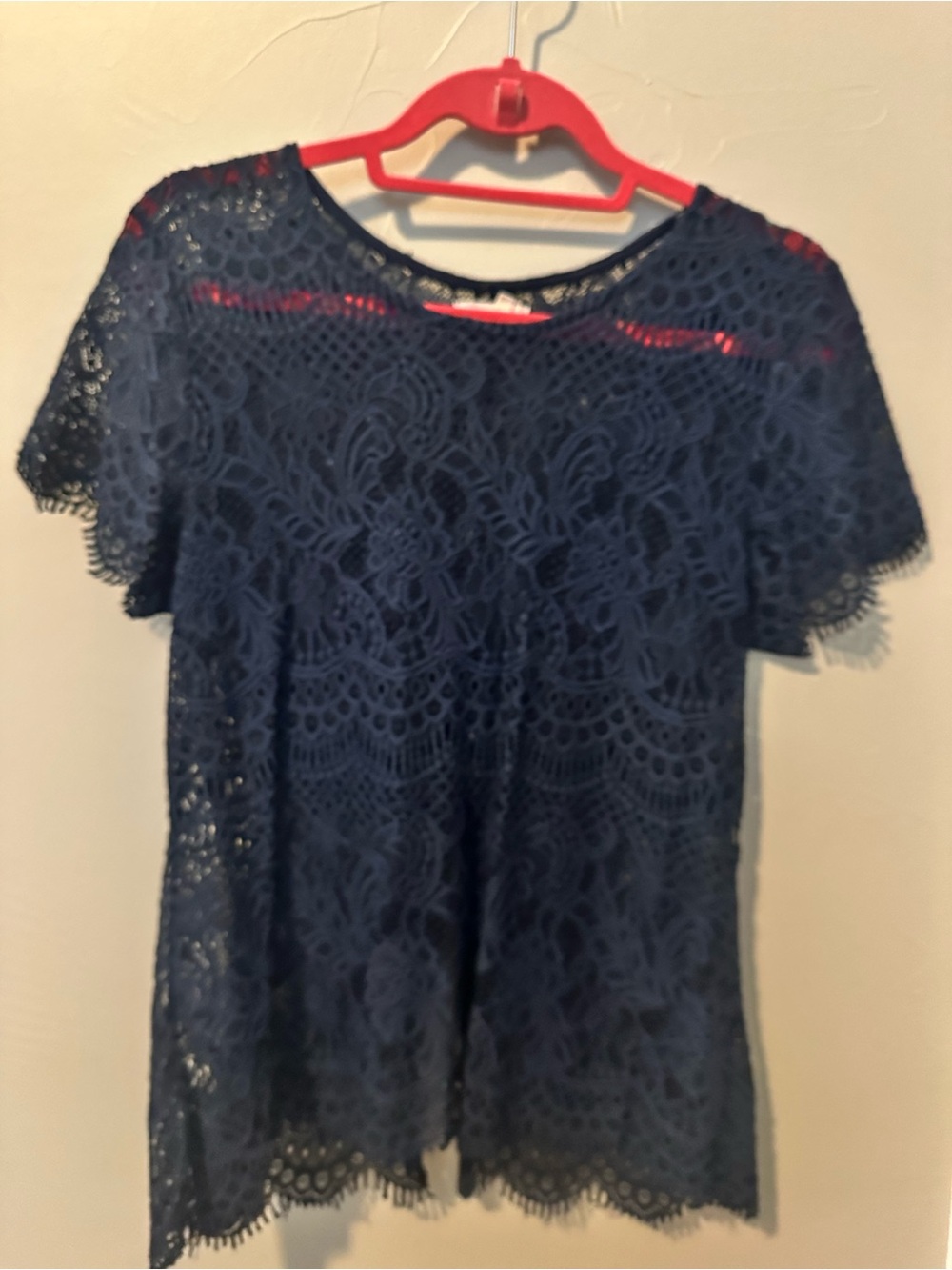 Maurices Navy Lace Short Sleeve Tunic Top